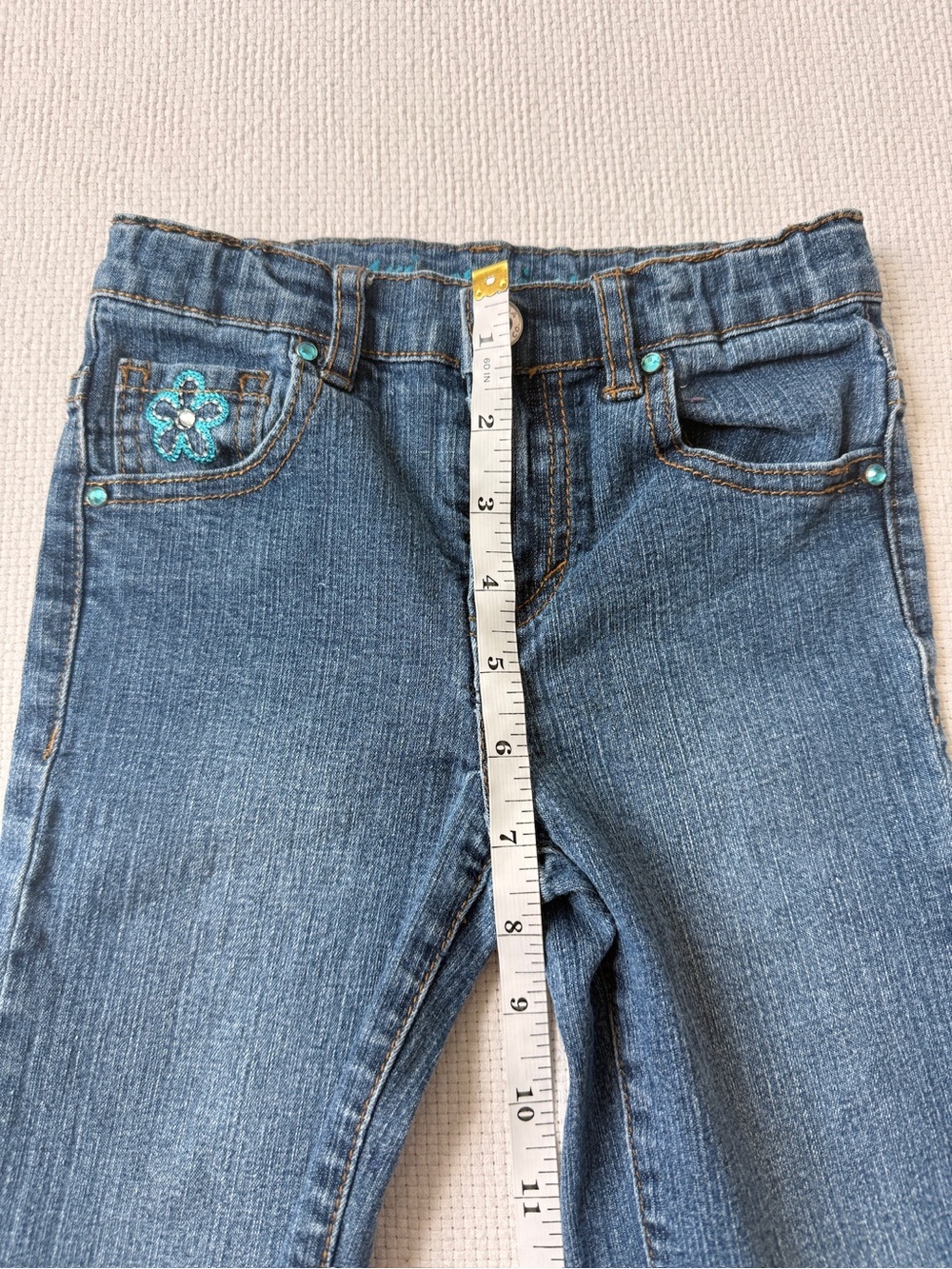 Arizona Jean Company Kids Blue Denim Jeans with Teal Accent - Picture 5 of 9
